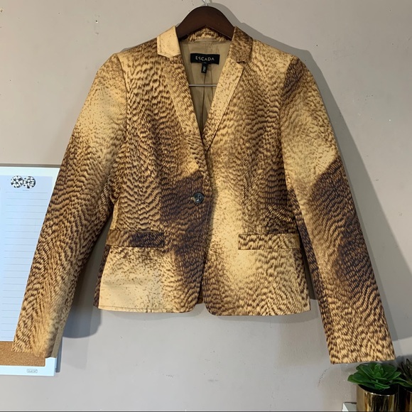 Escada One Button Blazer Jacket Silk Blend 36 - Picture 6 of 7